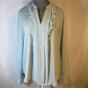 Ann Taylor Light Blue Ruffle Blouse